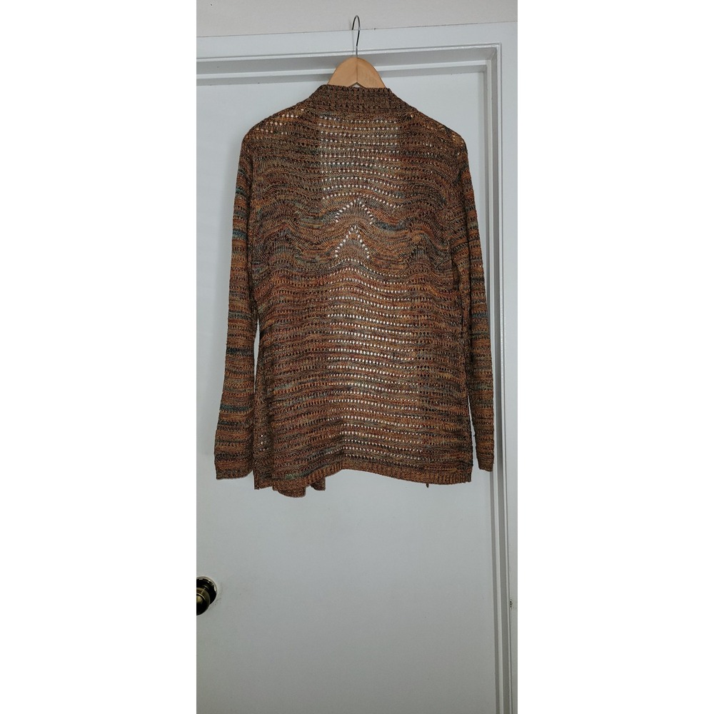 Beldini Multicolor Open Knit Sweater Womens XL Mock Neck Earthy Grandmacore - Picture 2 of 4